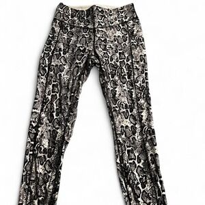 Black and White Python Snake Print Workout Leggings With Pockets Women's Large